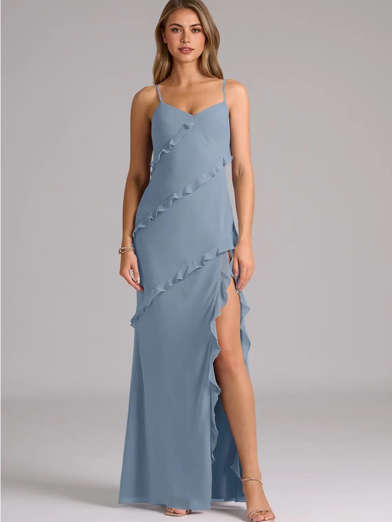 Azazie Nancie Dress / Dusty Blue / A14 / Nwt